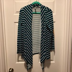 striped green lightweight cardigan - size large